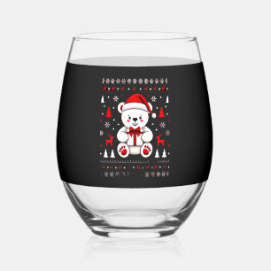 Bear Christmas Christmas (3) Stemless Wine Glass