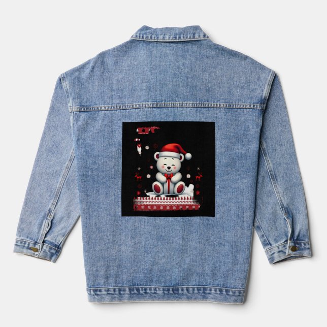 Bear Christmas Christmas (4) Denim Jacket (Back)