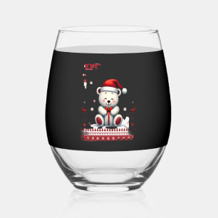 Bear Christmas Christmas (4) Stemless Wine Glass