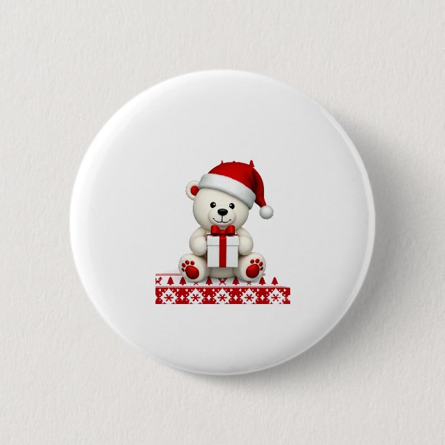 Bear Christmas Christmas Button (Front)