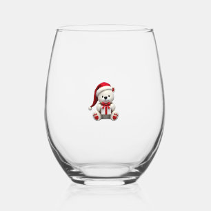 Bear Christmas Christmas Stemless Wine Glass