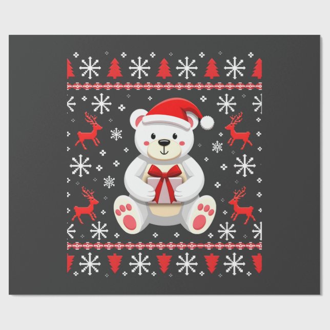 Bear Christmas Christmas Wrapping Paper (Flat)