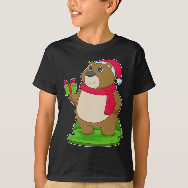 Bear Christmas Santa hat T-Shirt (Front)