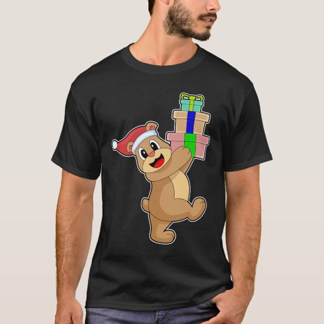 Bear Christmas Santa hat T-Shirt (Front)
