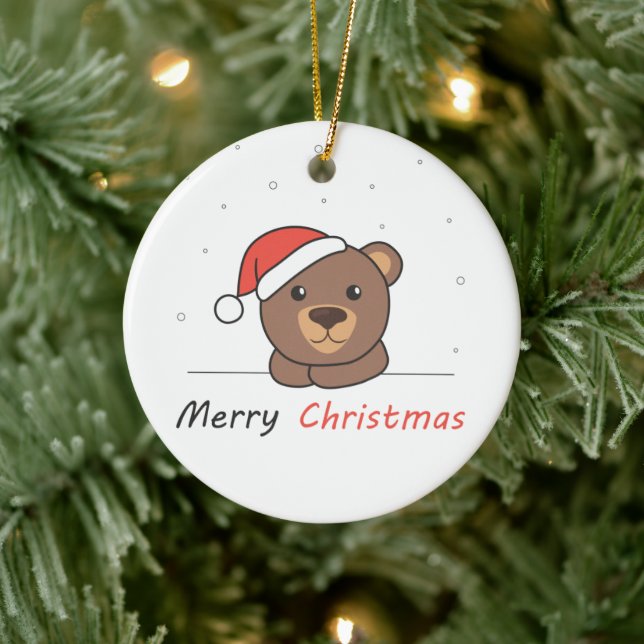 Bear Christmas Snow Winter Animals Bears Ceramic Ornament (Tree)