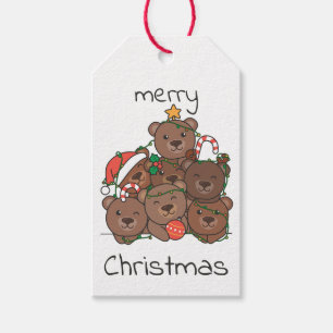 Bear Christmas Tree Funny Animal Christmas Holiday Gift Tags