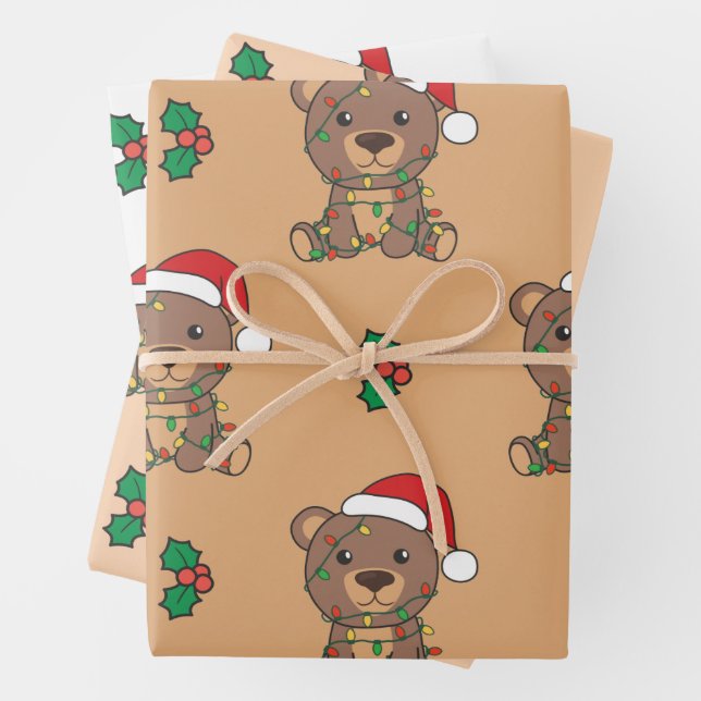 Bear Christmas Winter Animals Holiday Bears Wrapping Paper Sheets (In situ)