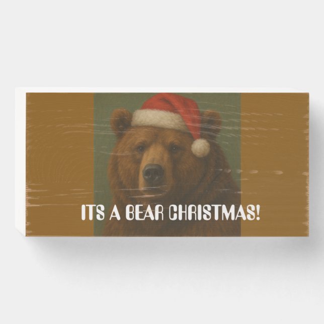 bear christmas! wooden box sign (Front Horizontal)