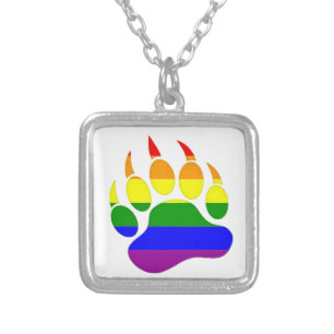 Bear Claw Rainbow Flag Design Silver Plated Necklace