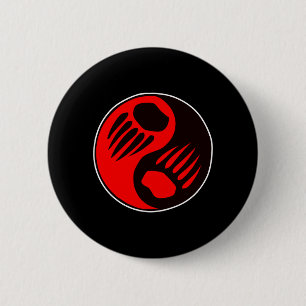 Bear Claw Yin Yang Black Button