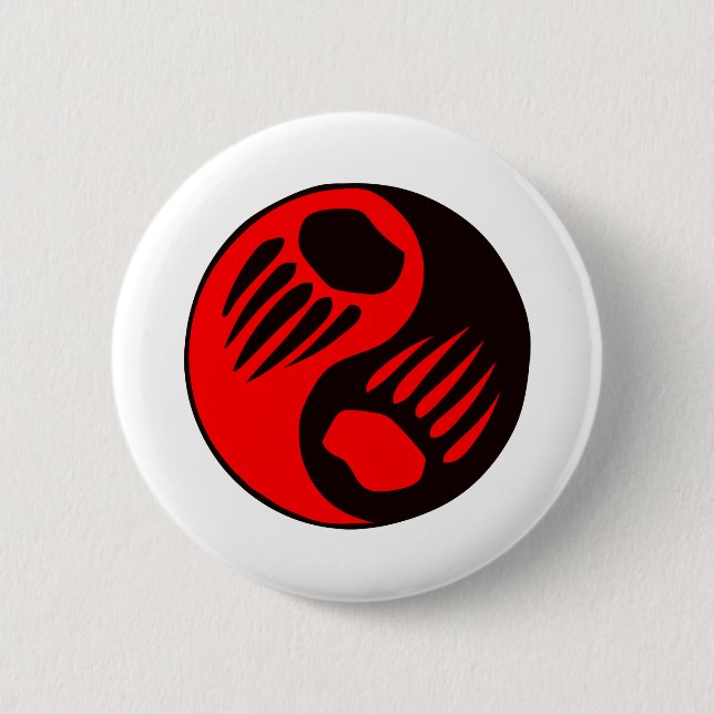 Bear Claw Yin Yang Pinback Button (Front)