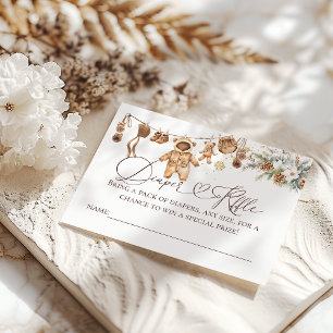 Bear ClothestLine Cold Outside Baby Shower Diaper Enclosure Card