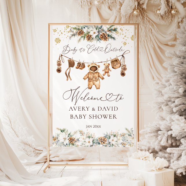 Bear ClothestLine Cold Outside Baby Shower Foam Board (Creator Uploaded)