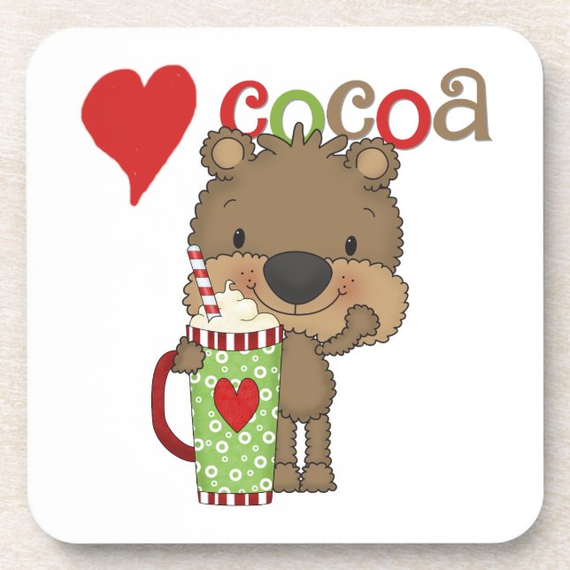 Bear Cocoa Love Holiday Beverage Coaster (Front)