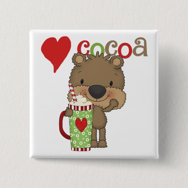 Bear Cocoa Love Holiday Button (Front)