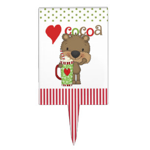 Bear Cocoa Love Holiday Cake Topper