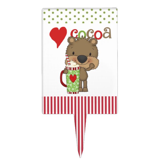 Bear Cocoa Love Holiday Cake Topper (Front)