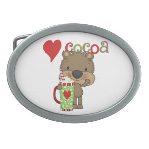 Bear Cocoa Love Holiday Oval Belt Buckle