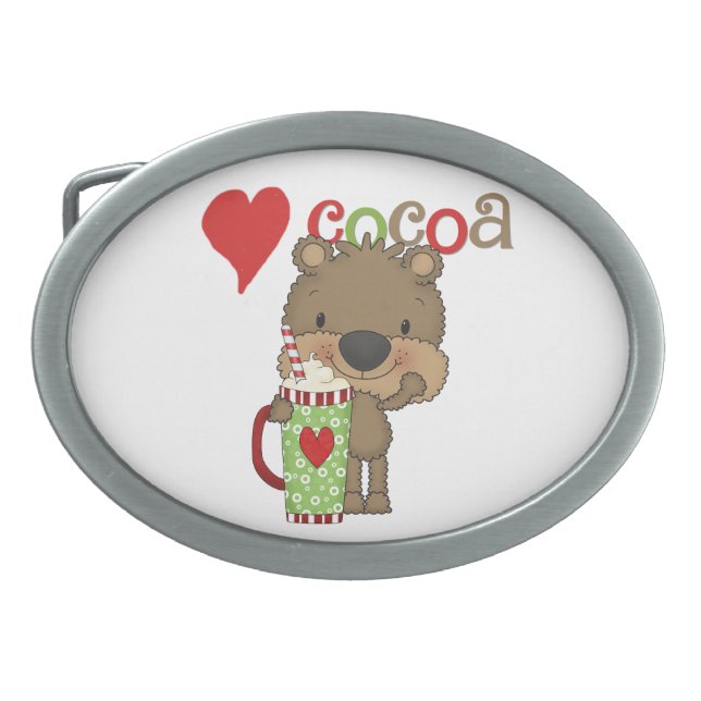 Bear Cocoa Love Holiday Oval Belt Buckle (Front)