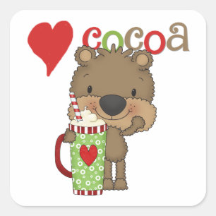 Bear Cocoa Love Holiday Square Sticker