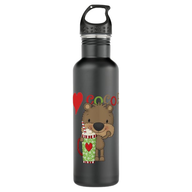 Bear Cocoa Love Holiday Stainless Steel Water Bottle (Front)