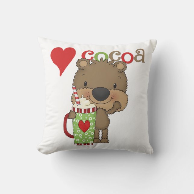 Bear Cocoa Love Holiday Throw Pillow (Front)