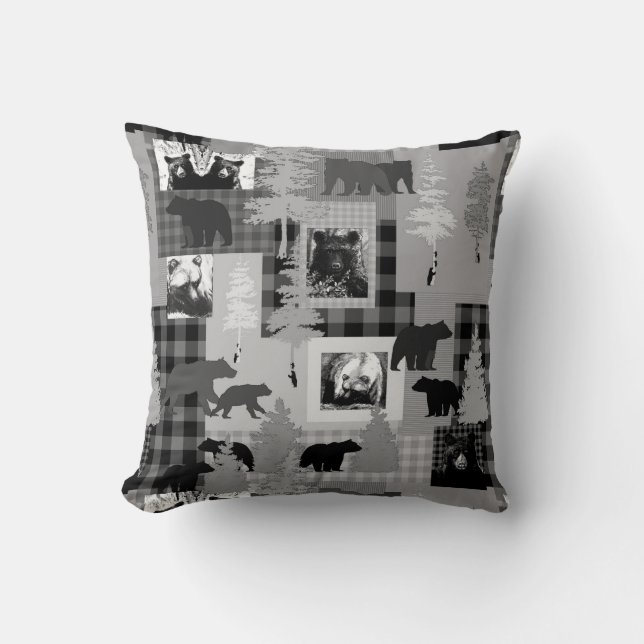 Bear Collage Throw Pillow (Front)