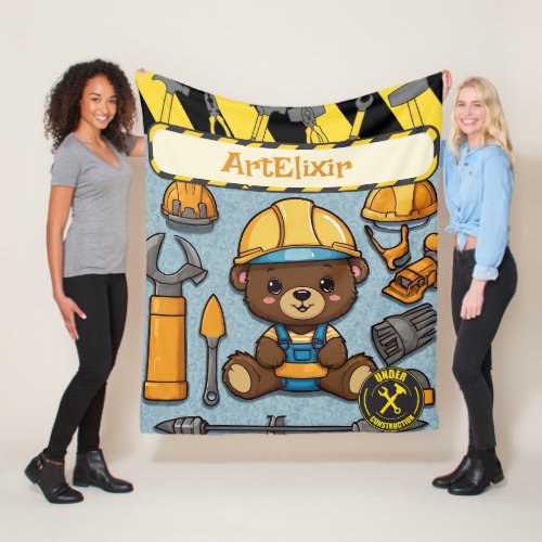 Bear Construction Enthusiast Print Fleece Blanket