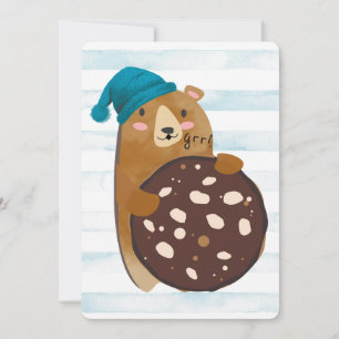 Bear cookie home baking personalized Christmas Holiday Card