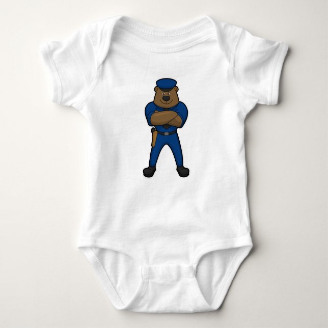 Bear Cop Police Baby Bodysuit (Front)