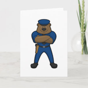 Bear Cop Police Card