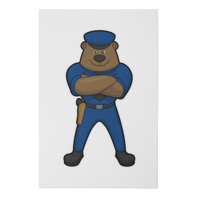 Bear Cop Police Faux Canvas Print (Front)