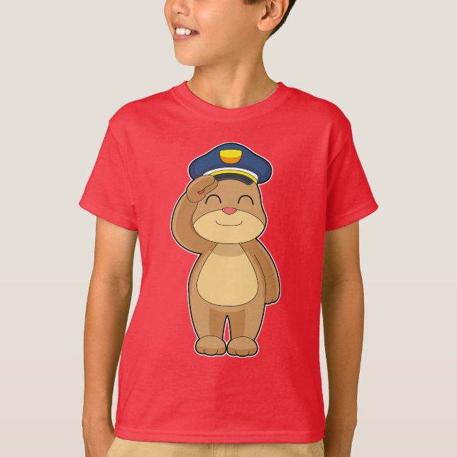 Bear Cop Police hat Police T-Shirt (Front)