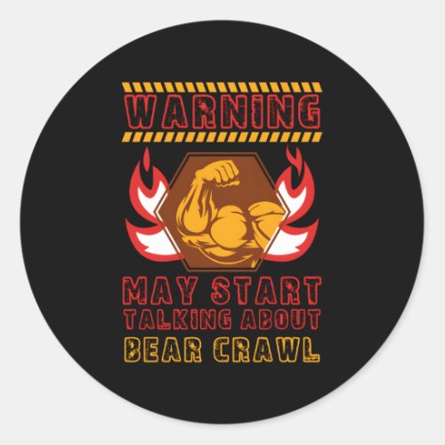 Bear Crawl Workout Humor Gym Fitness Health Classic Round Sticker