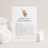 Bear Cream Balloon Wishes for Baby Card