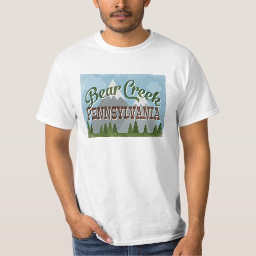 Bear Creek Pennsylvania Fun Retro Snowy Mountains T_Shirt