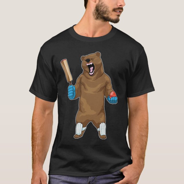 Bear Cricket Cricket bat T-Shirt (Front)