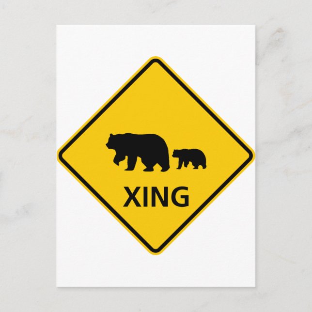 Bear Crossing Highway Sign Postcard (Front)