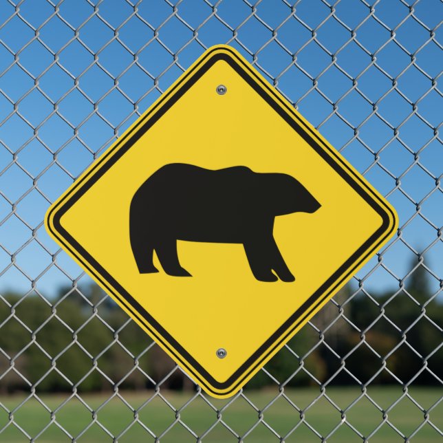 Bear Crossing Metal Sign (In Situ(Fence))