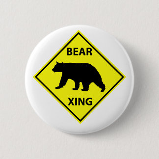 Bear Crossing Sign with Bear Pinback Button