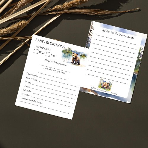 Bear cub adventure baby prediction and advice card