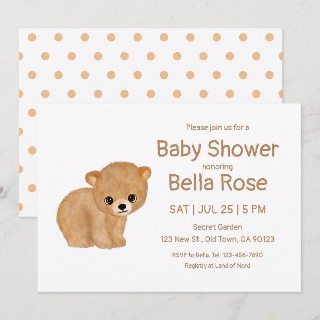 Bear Cub Baby Shower Cards (Front/Back)