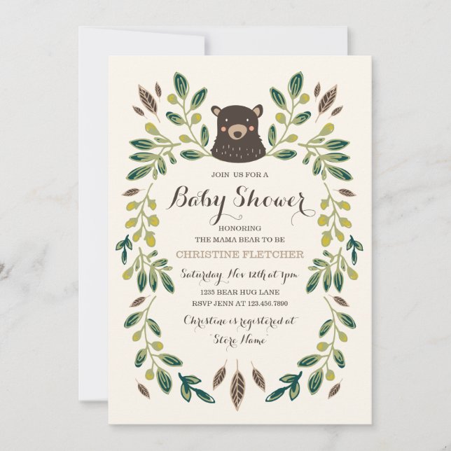 Bear Cub Baby Shower Invitation (Front)