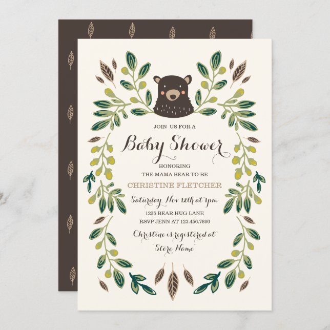 Bear Cub Baby Shower Invitation (Front/Back)