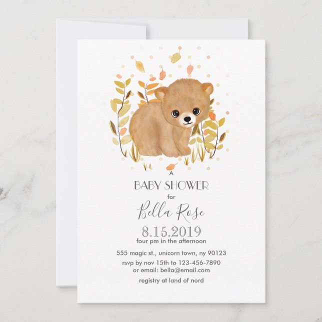Bear Cub Baby Shower Invitations (Front)