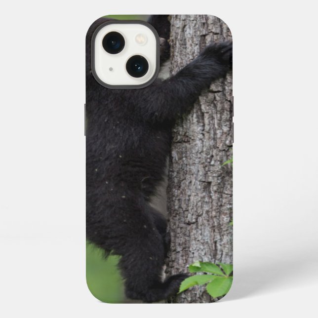 Bear Cub Climbing a Tree Iphone Case (Back)