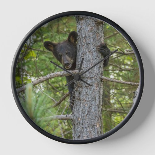 Bear Cub Climbing Tree Clock