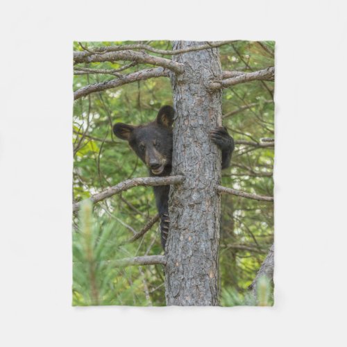 Bear Cub Climbing Tree Fleece Blanket