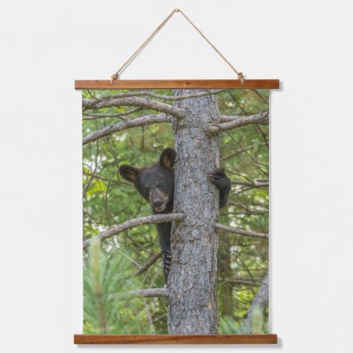 Bear Cub Climbing Tree Hanging Tapestry