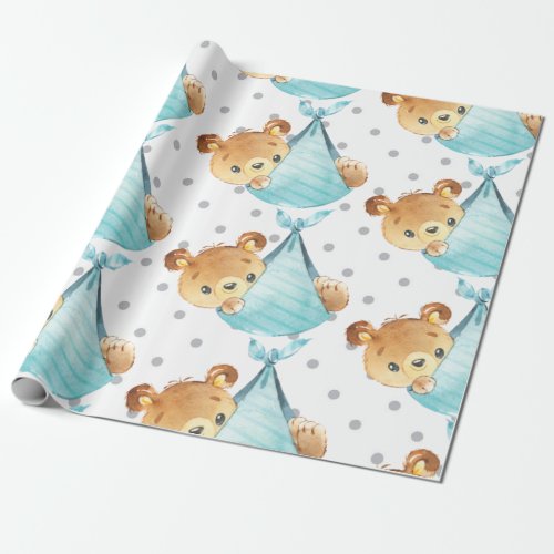 Bear Cub Cute Nursery Baby Boy Gift New Born Wrapping Paper